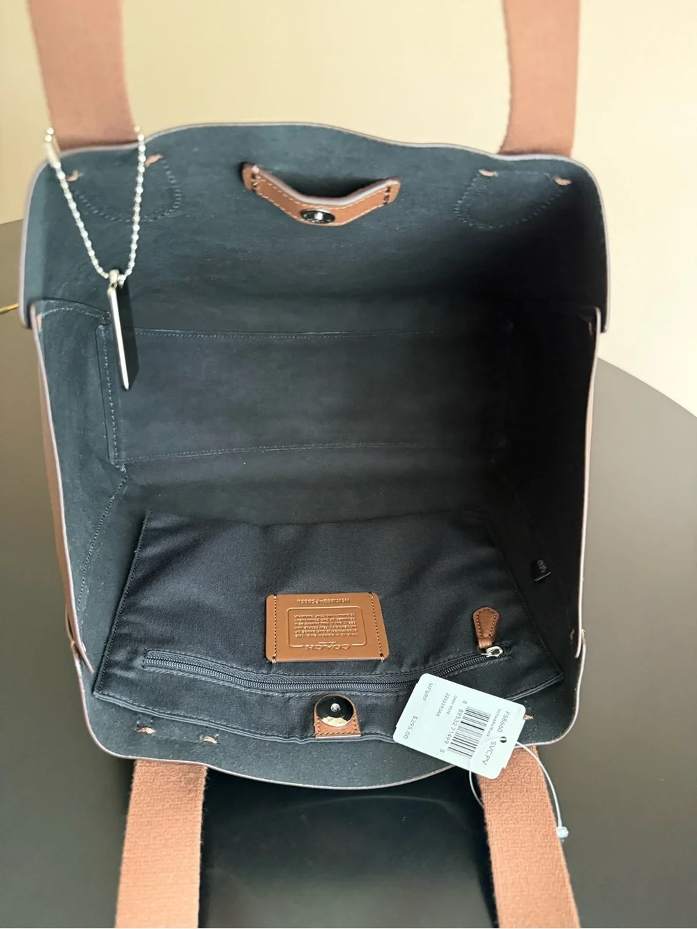 Coach Derby Tote Pebble Leather Saddle Black